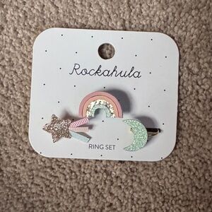 Rainbow and Star Hair Clip Set - Pink and Mint